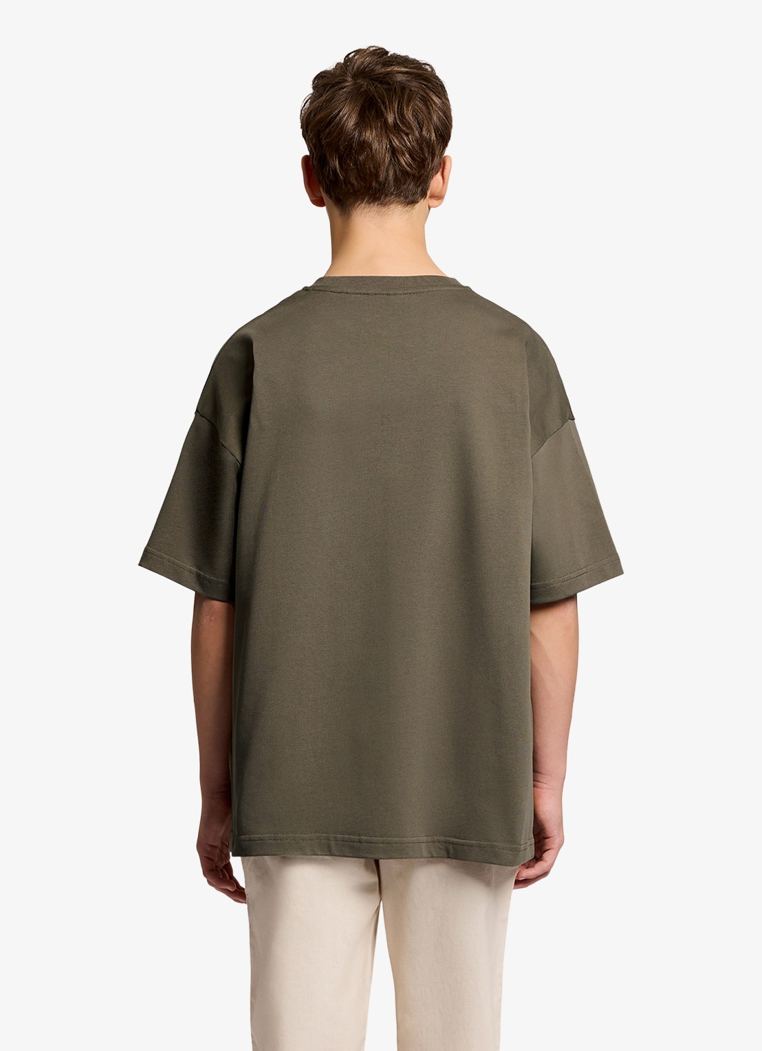 Lyle & Scott T-shirt met logoborduring - achterkant 5 olijfgroen