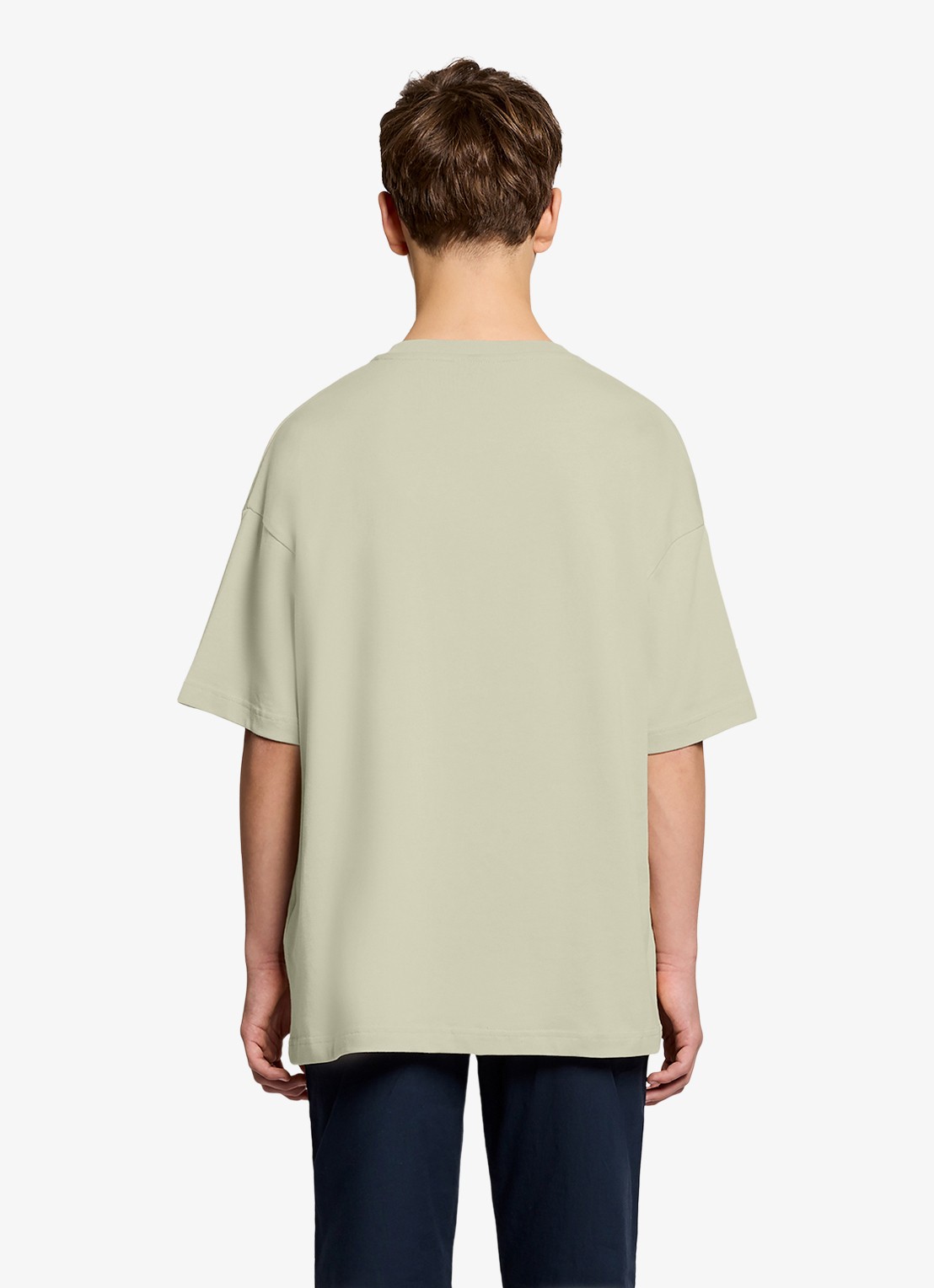 Lyle & Scott T-shirt met logoborduring - achterkant beige