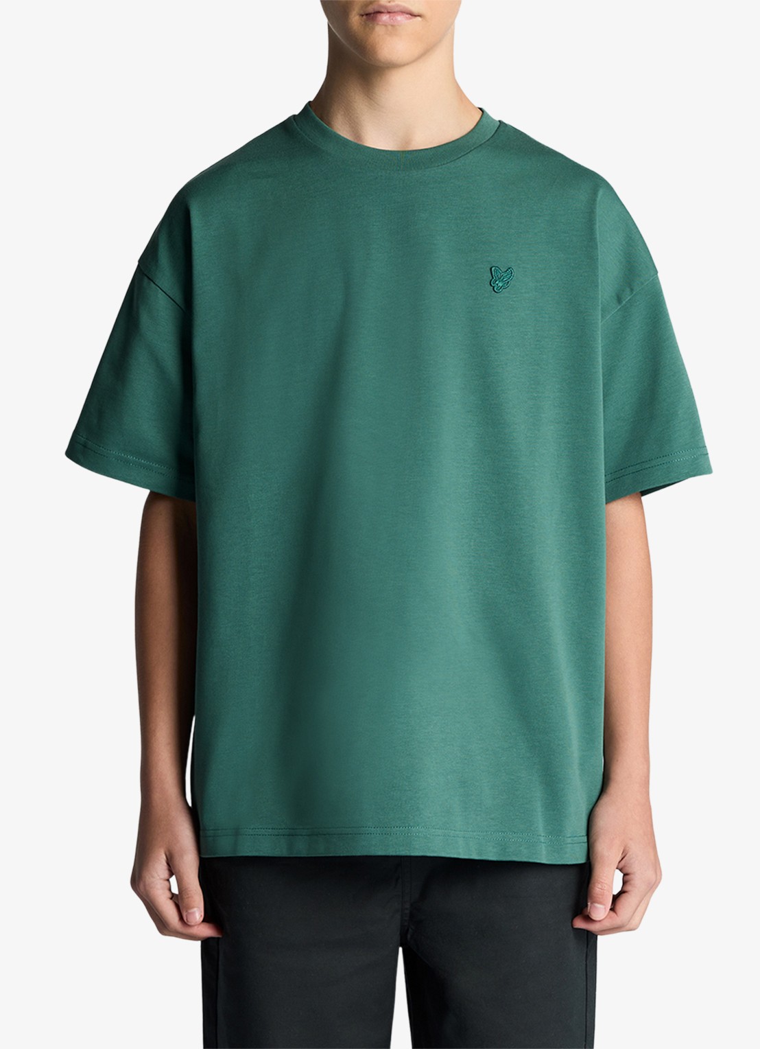 Lyle & Scott T-shirt met logoborduring - voorkant 2 groen