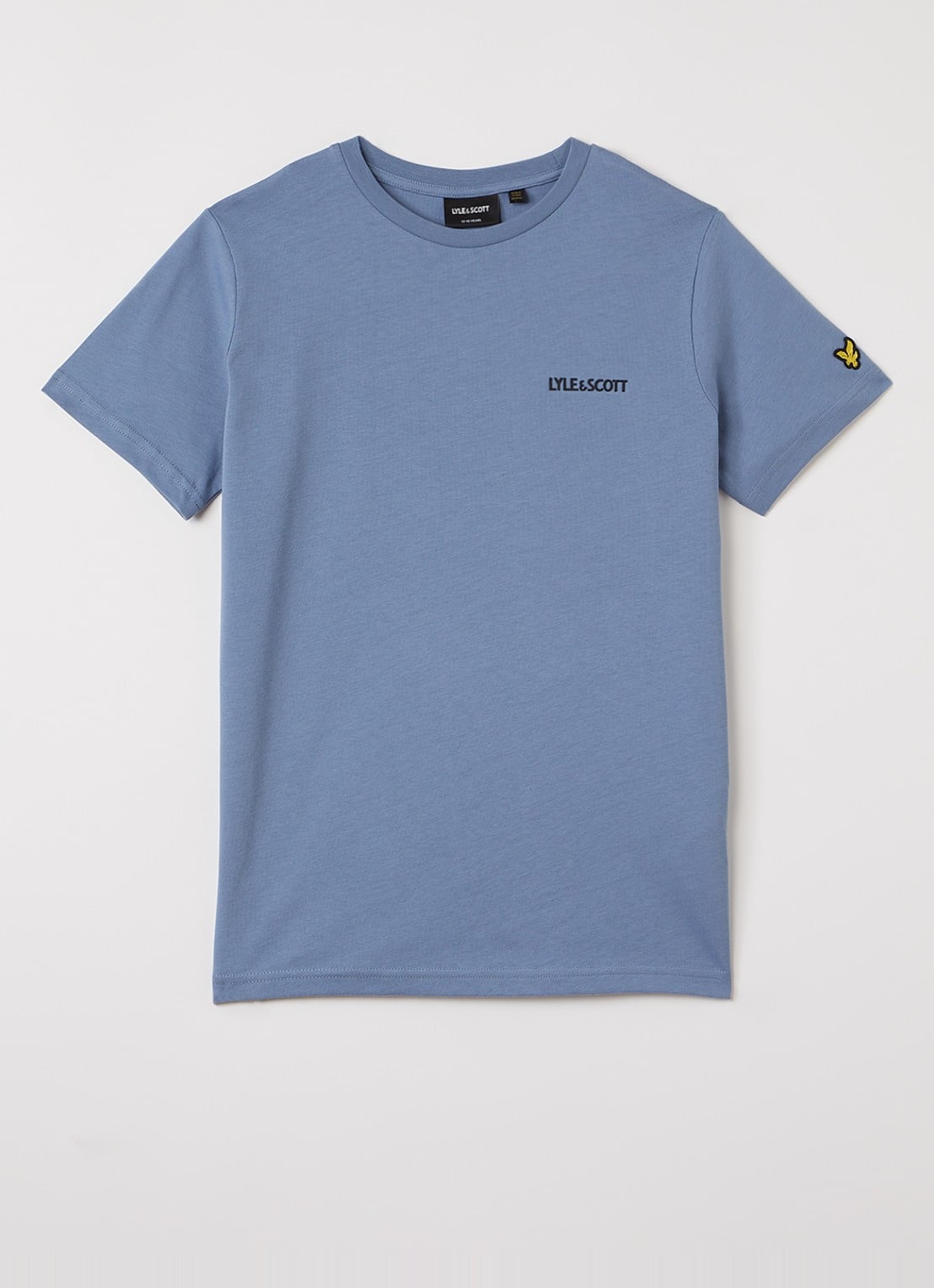 Lyle & Scott T-shirt met logoborduring - voorkant staalblauw