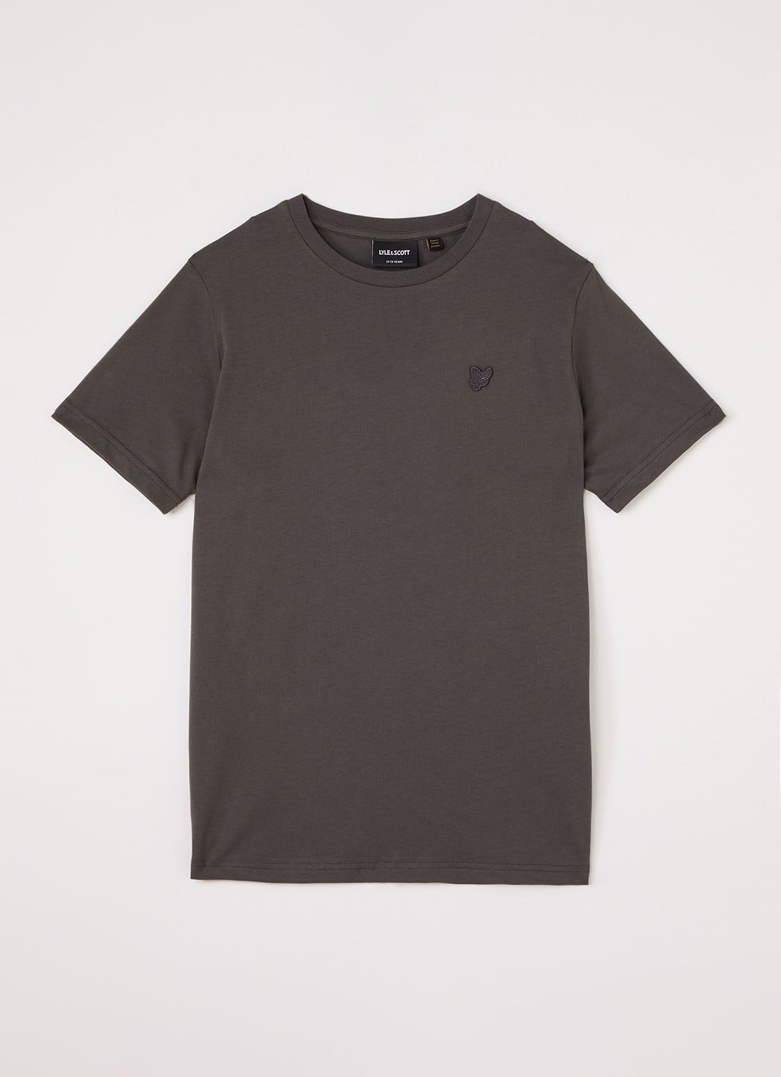 Lyle & Scott T-shirt met logoborduring - voorkant antraciet