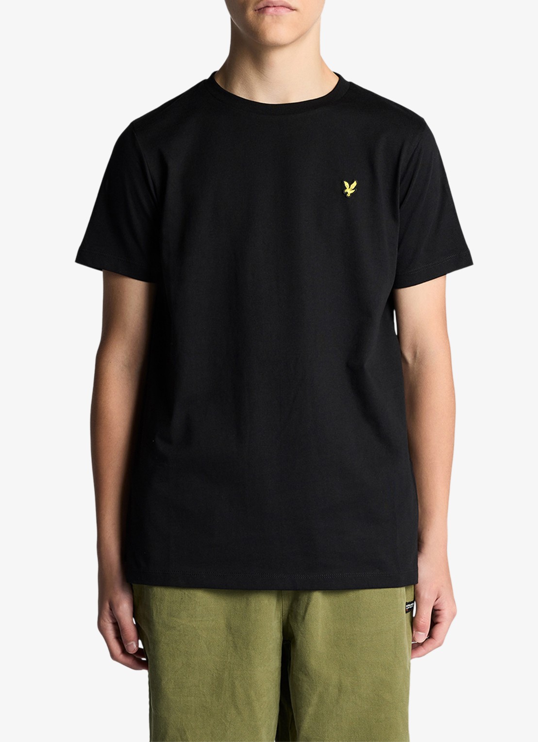 Lyle & Scott T-shirt met logoborduring - voorkant zwart