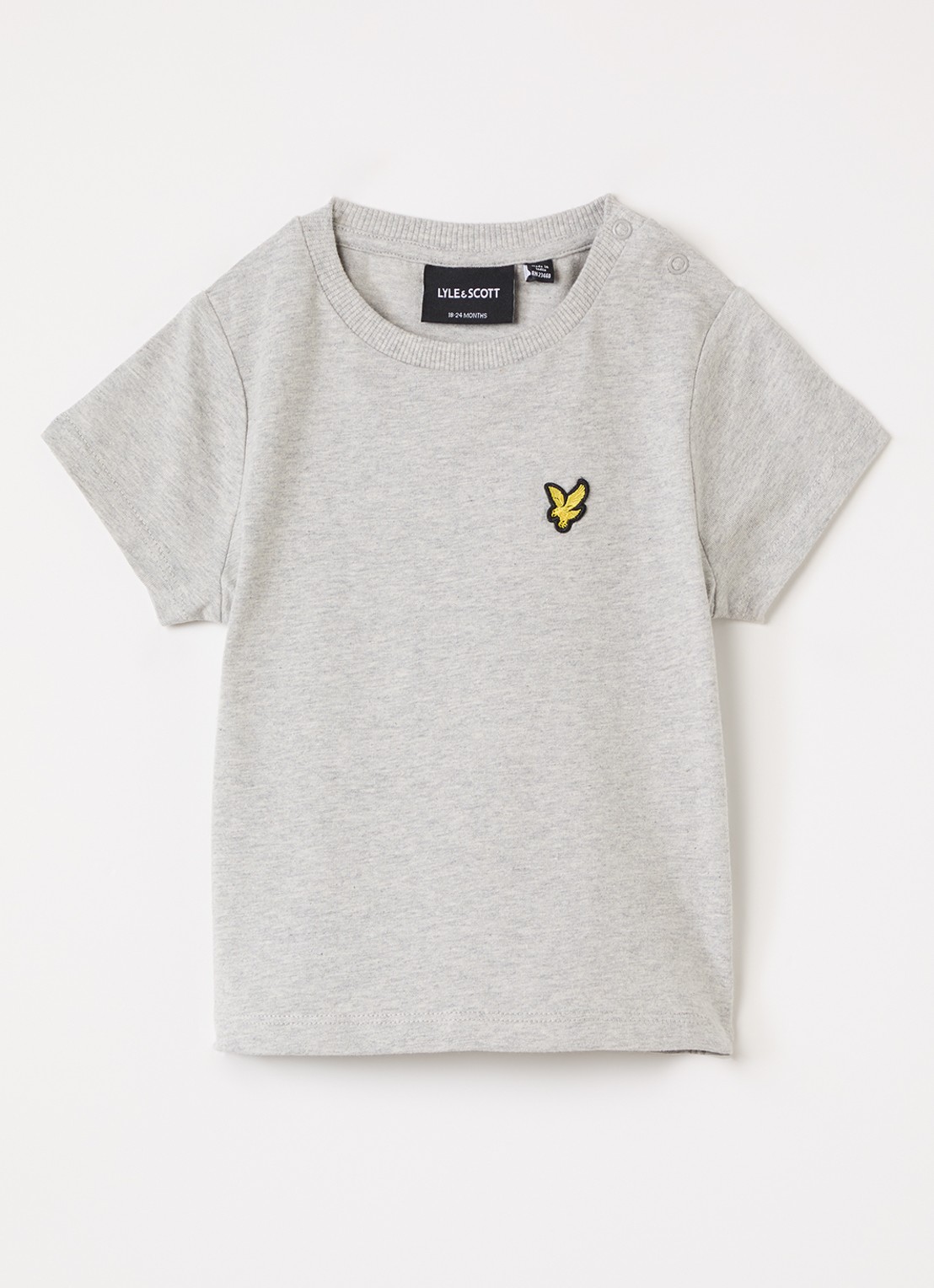 Lyle & Scott T-shirt met logoborduring - voorkant lichtgrijs