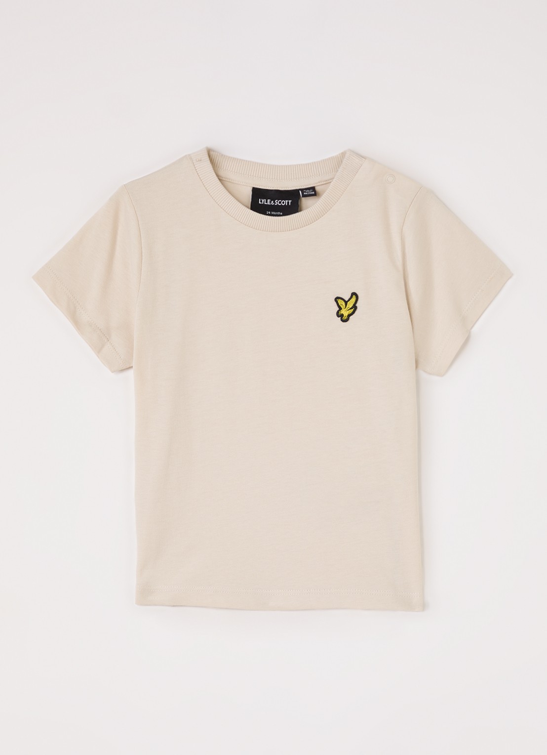 Lyle & Scott T-shirt met logoborduring - voorkant beige