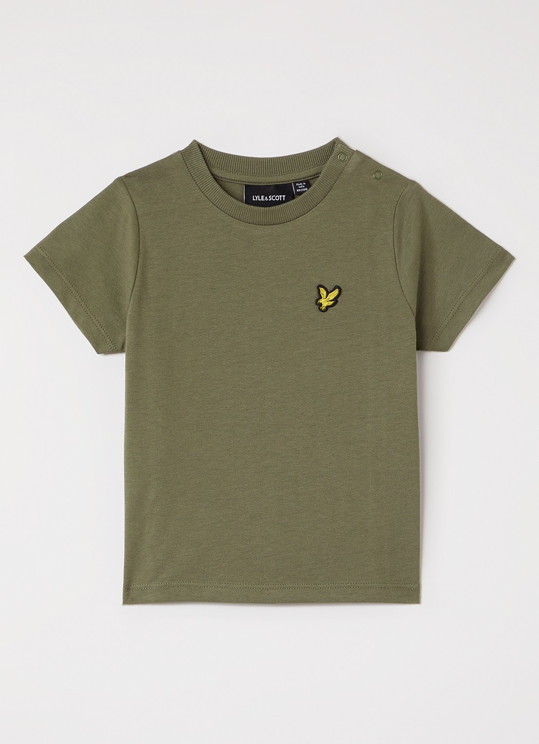Lyle & Scott T-shirt met logoborduring - voorkant legergroen