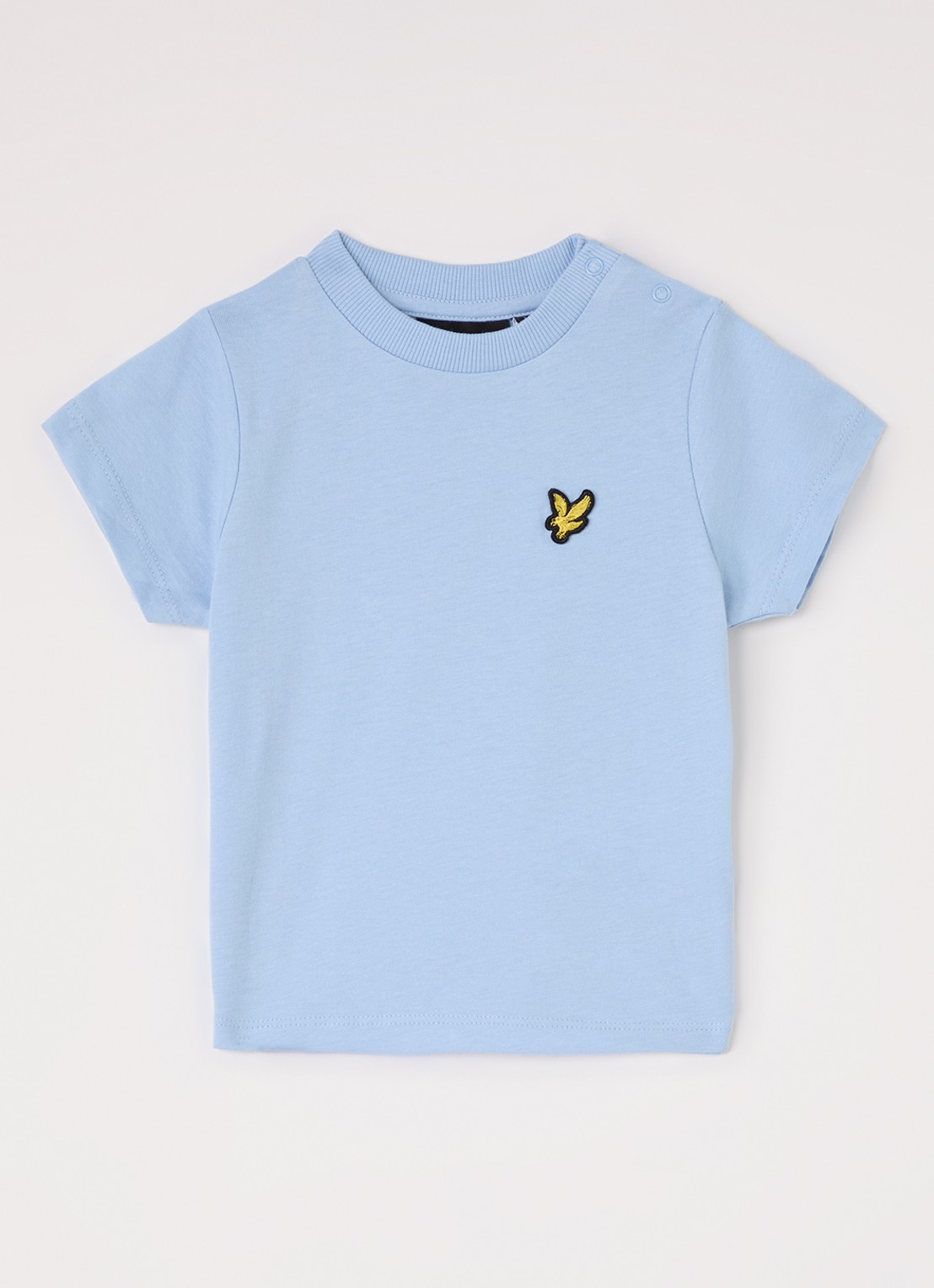 Lyle & Scott T-shirt met logoborduring - voorkant lichtblauw