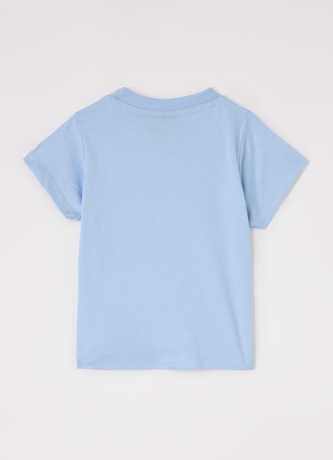 Lyle & Scott T-shirt met logoborduring - voorkant 2 lichtblauw