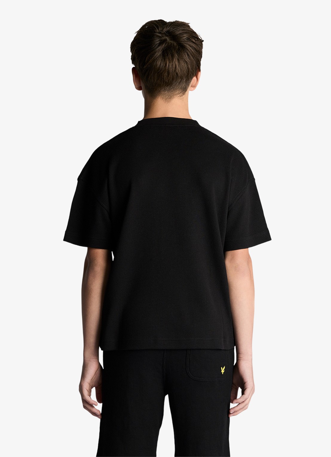 Lyle & Scott T-shirt met structuur - achterkant 3 zwart