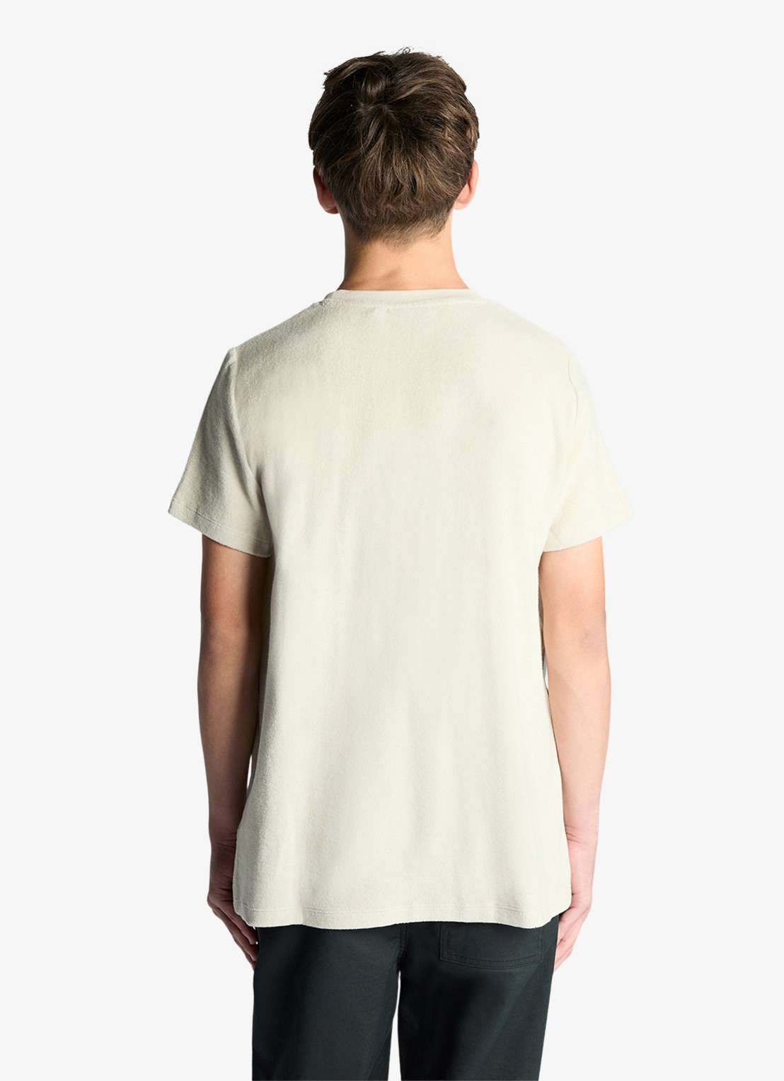 Lyle & Scott T-shirt van badstof met logoborduring - achterkant 3 beige
