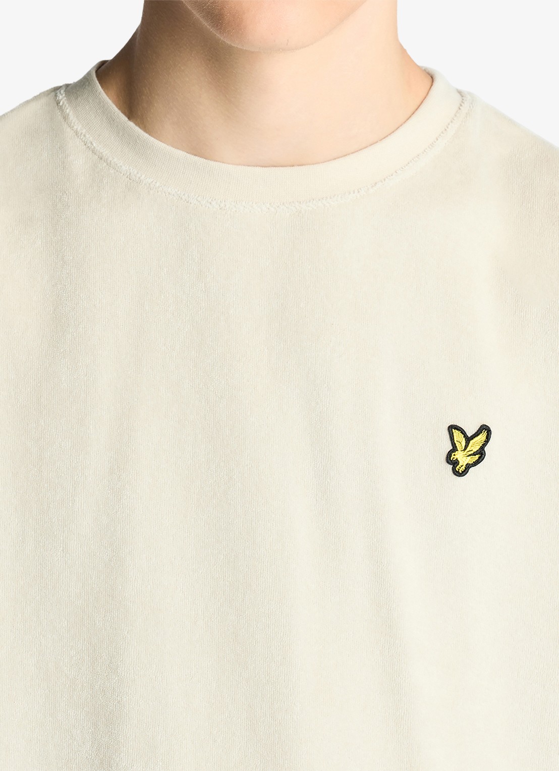 Lyle & Scott T-shirt van badstof met logoborduring - detail beige