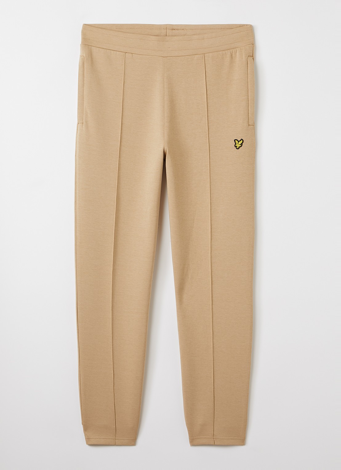 Lyle & Scott Tapered fit joggingbroek met logo - voorkant 2 zand