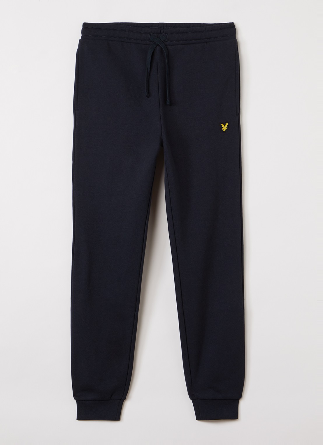 Lyle & Scott Tapered fit joggingbroek met logoborduring - voorkant donkerblauw