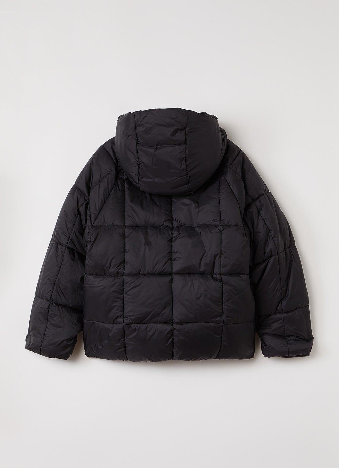 Lyle & Scott Tonal Eagle puffer jas met quiltpatroon en capuchon  - achterkant 3 zwart
