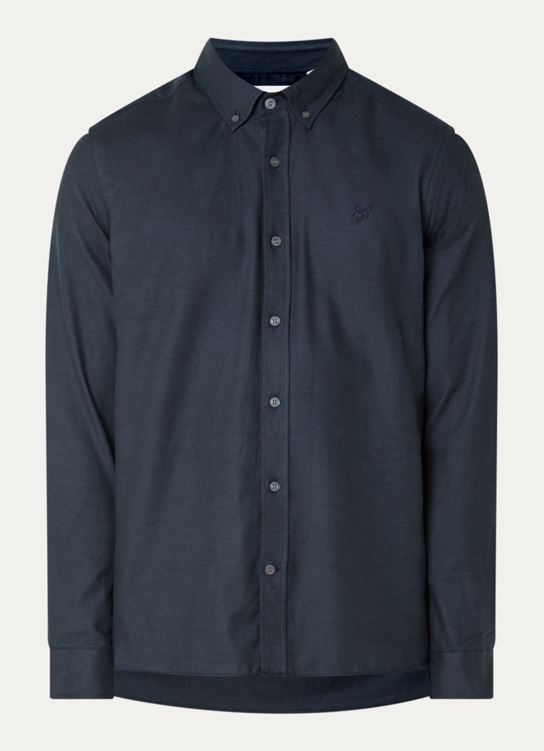 Lyle & Scott Tonal Plain overhemd met logo - voorkant 3 donkerblauw
