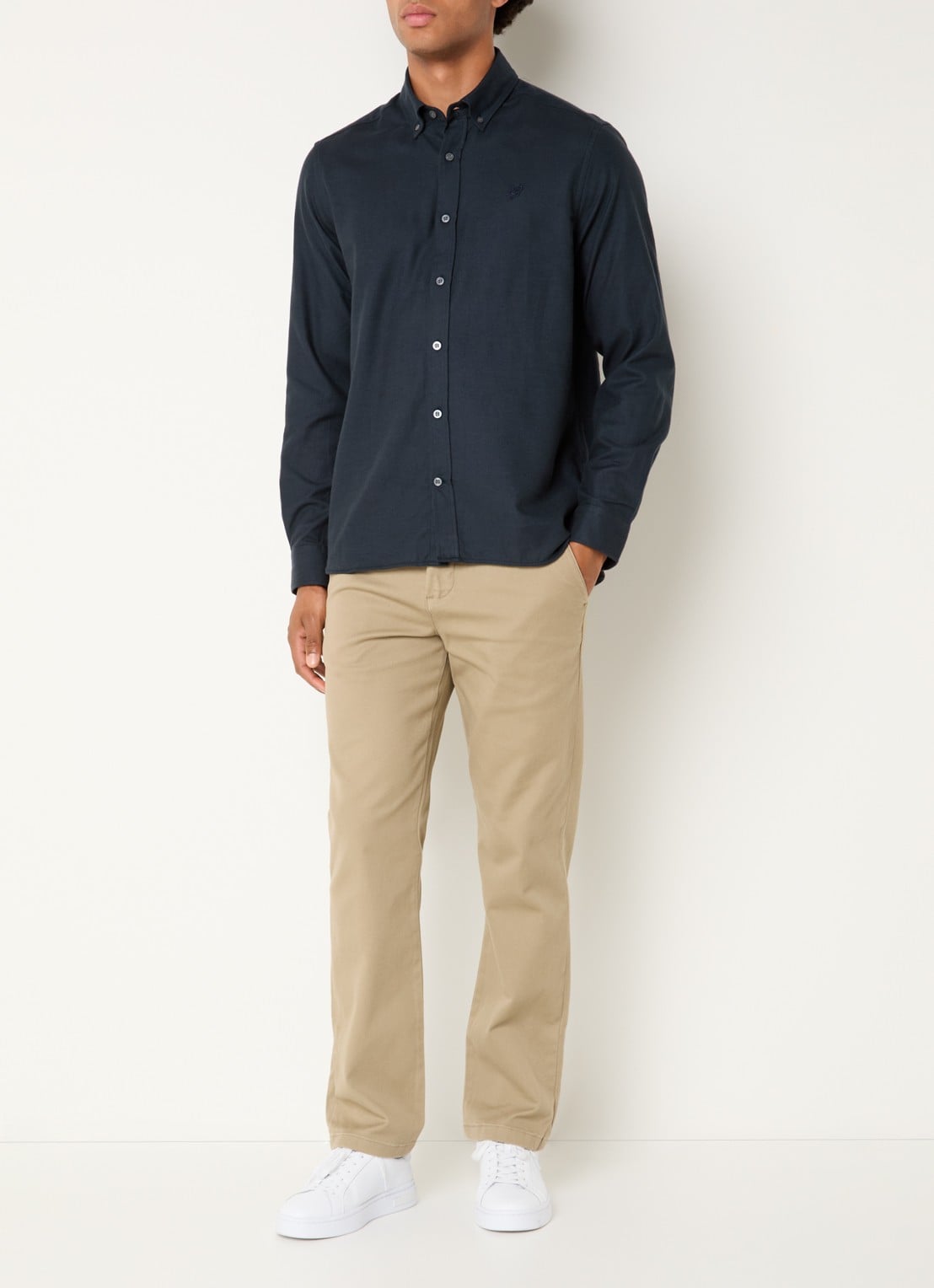Lyle & Scott Tonal Plain overhemd met logo - voorkant 4 donkerblauw