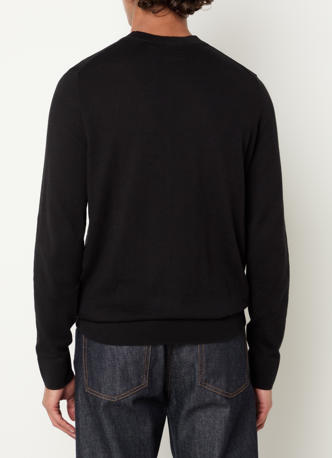 Lyle & Scott Tonal pullover met logo - achterkant 4 zwart
