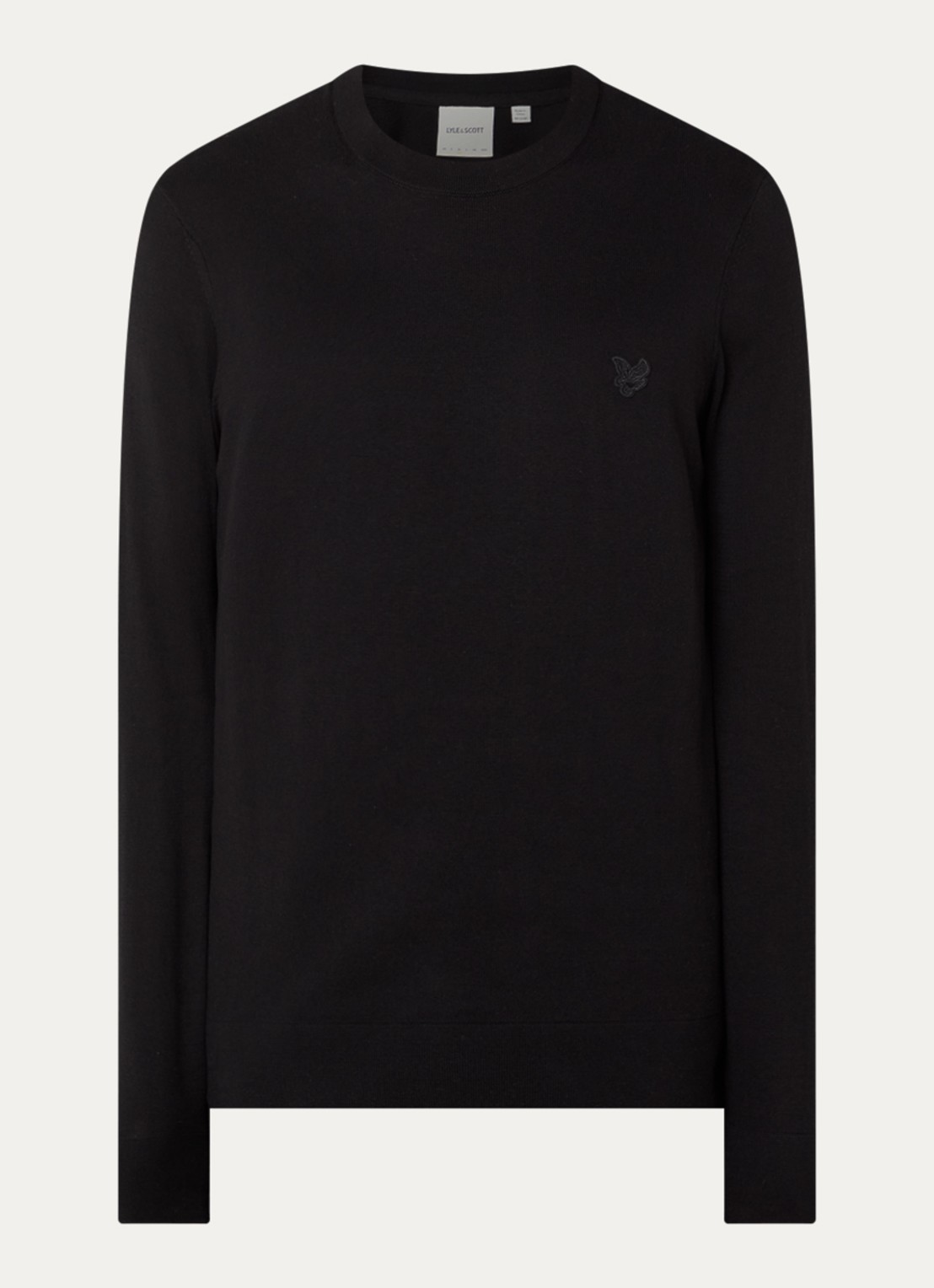 Lyle & Scott Tonal pullover met logo - voorkant 2 zwart