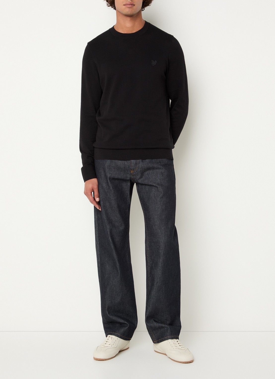 Lyle & Scott Tonal pullover met logo - voorkant 3 zwart