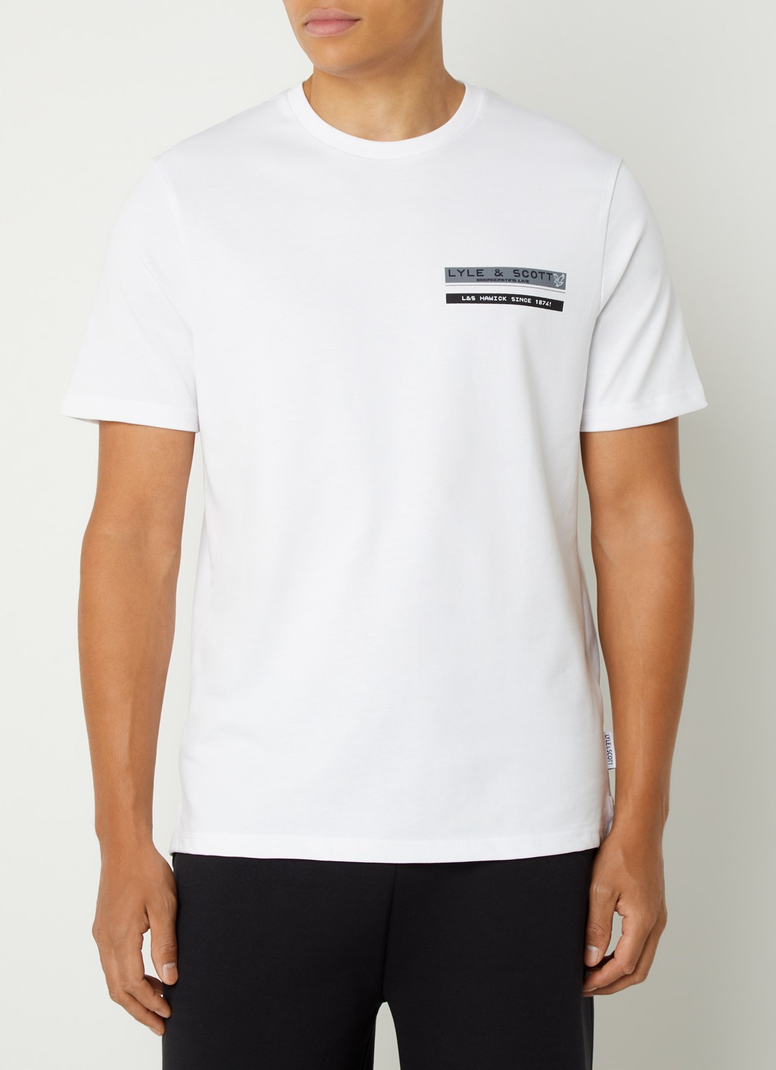 Lyle & Scott TV T-shirt met logo- en backprint - achterkant 2 wit