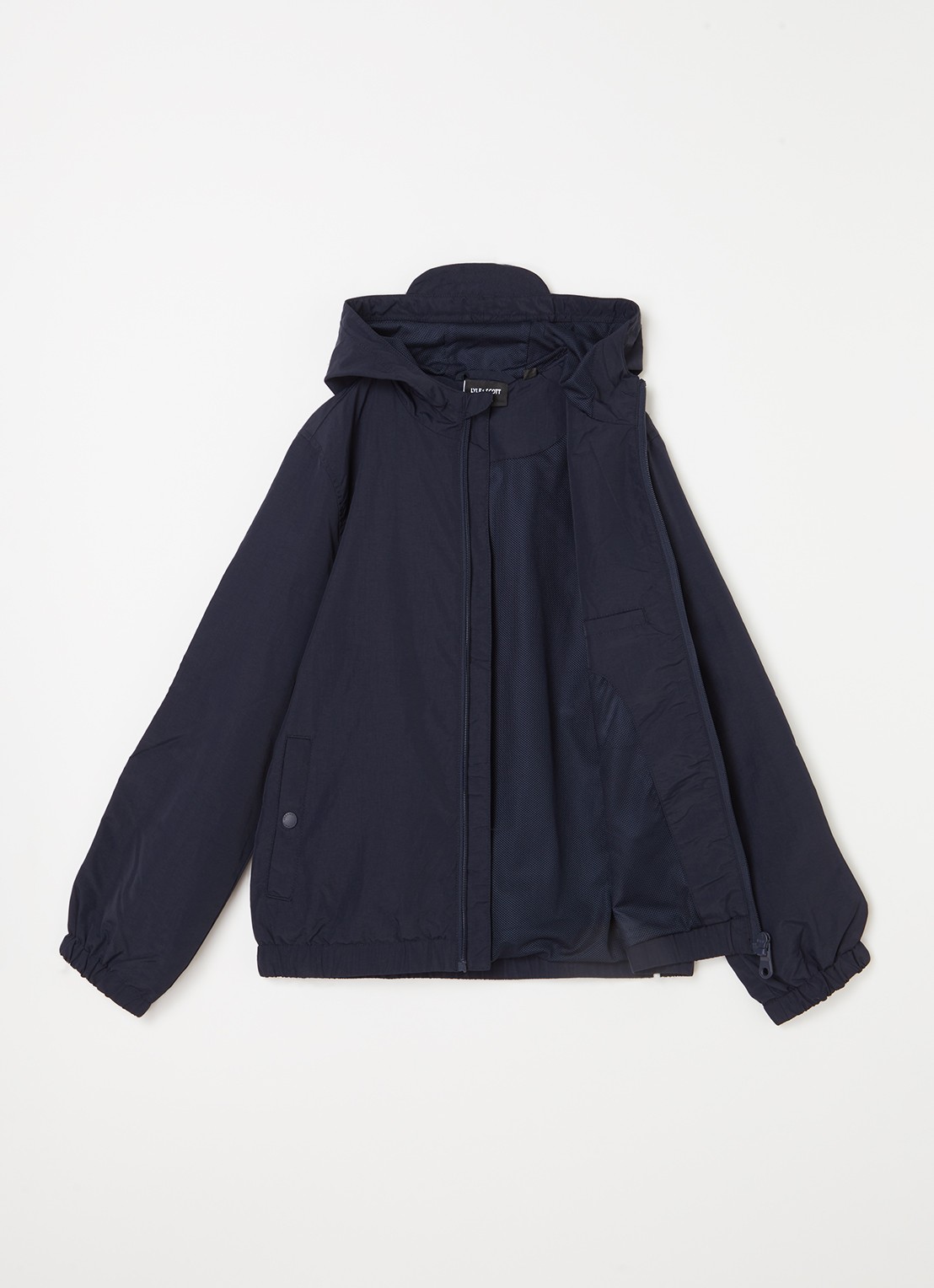 Lyle & Scott Windjack met capuchon en logoborduring - voorkant 3 blauw