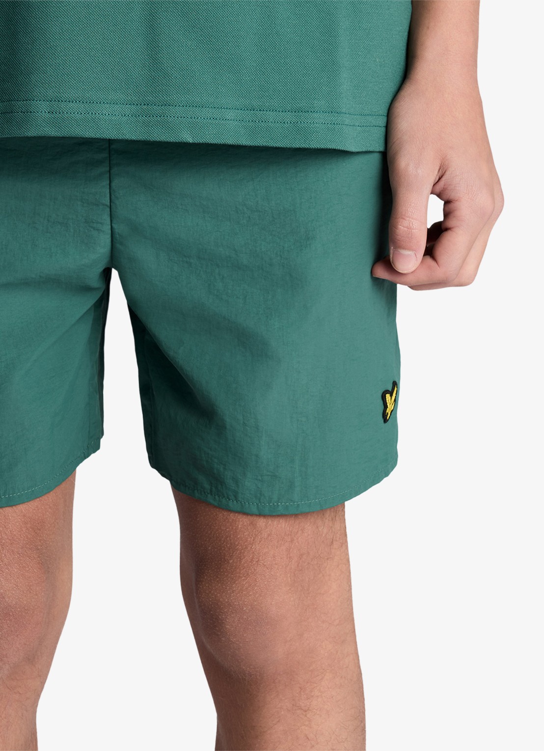 Lyle & Scott Zwemshorts met logoborduring - detail 4 donkergroen