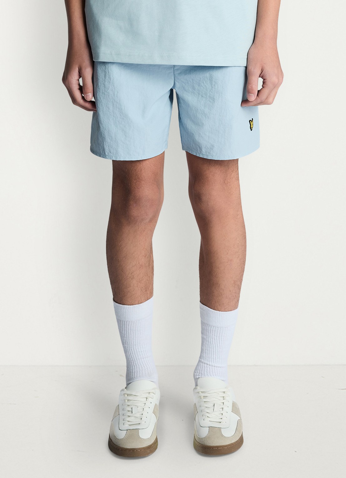 Lyle & Scott Zwemshorts met logoborduring - voorkant 3 lichtblauw