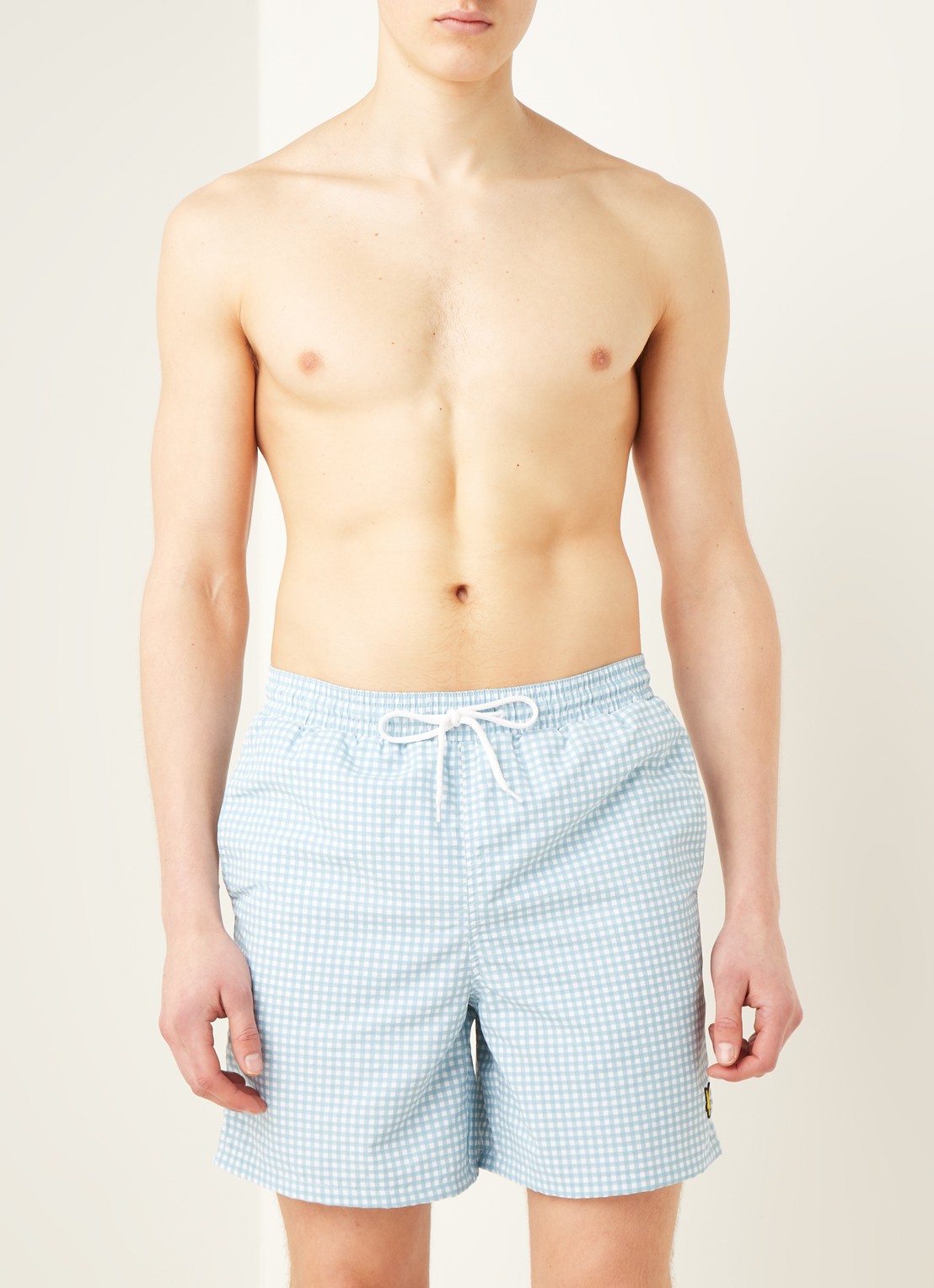 Lyle & Scott Zwemshorts met ruitdessin - voorkant 3 blauw