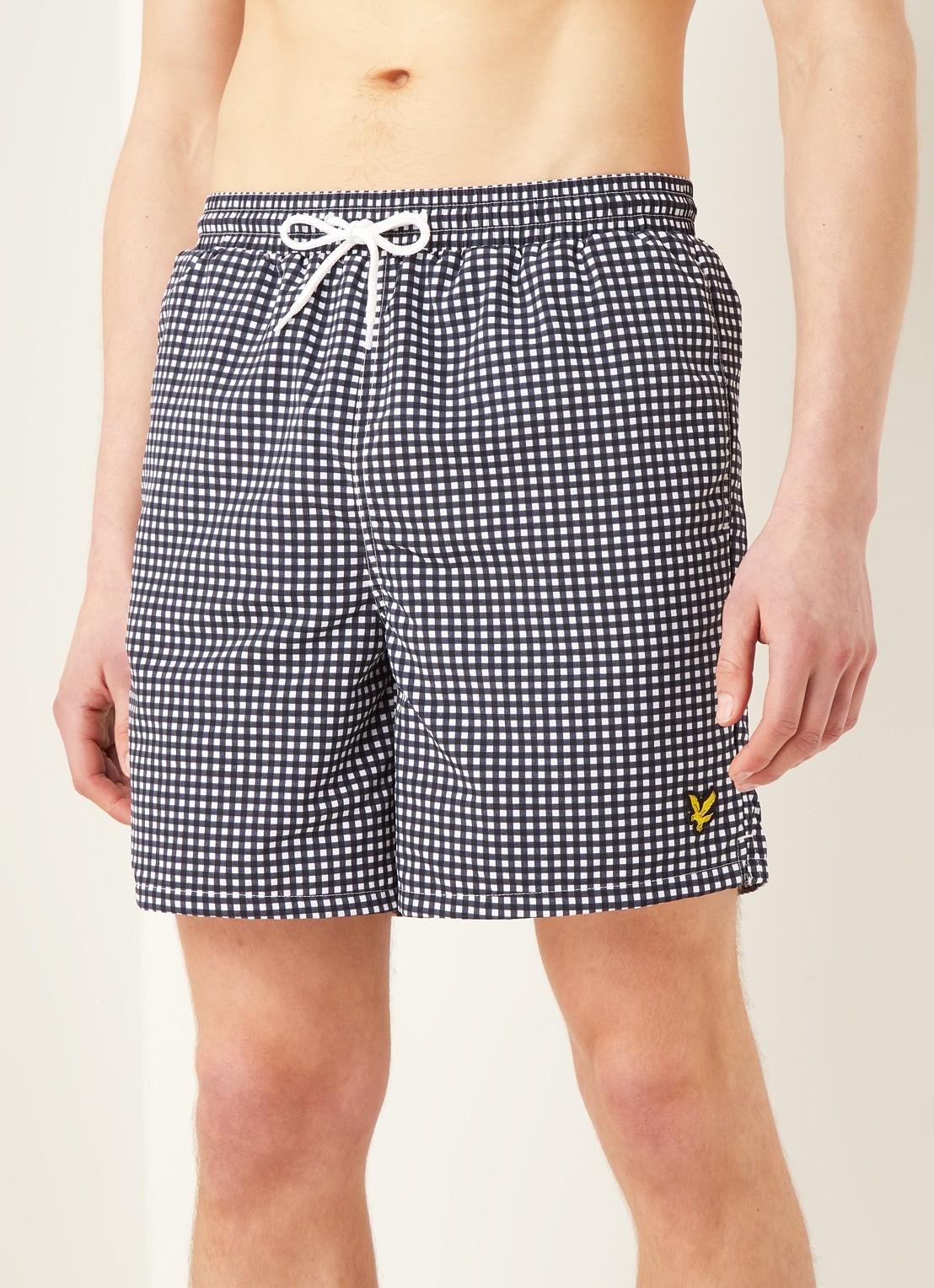Lyle & Scott Zwemshorts met ruitdessin - detail 4 donkerblauw