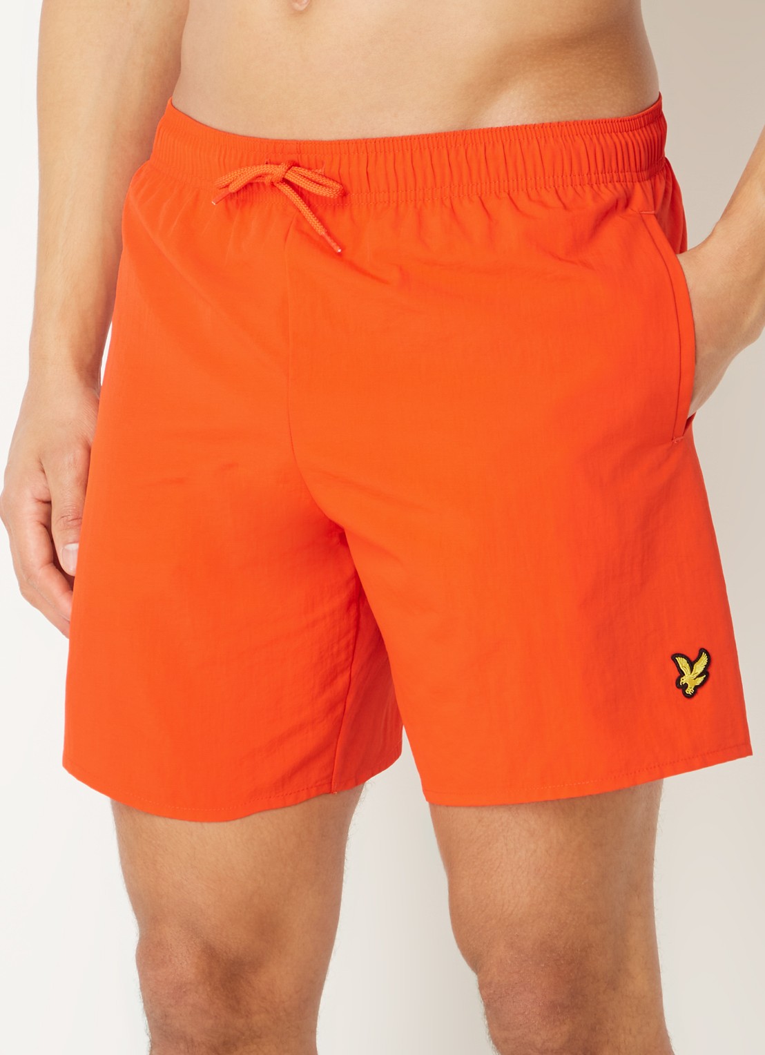 Lyle & Scott Zwemshorts met steekzakken en logo - detail 2 oranje