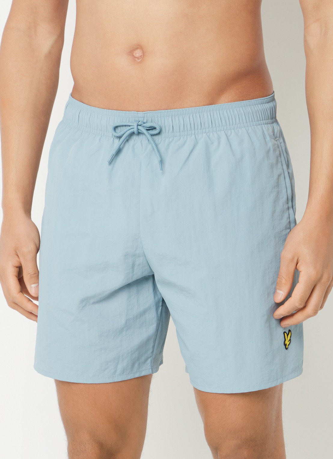Lyle & Scott Zwemshorts met steekzakken en logo - detail 3 blauwgrijs