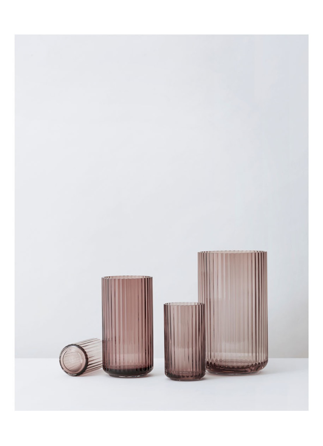 Lyngby Porcelaen Lyngby vaas 20 cm - detail 5 donkerroze