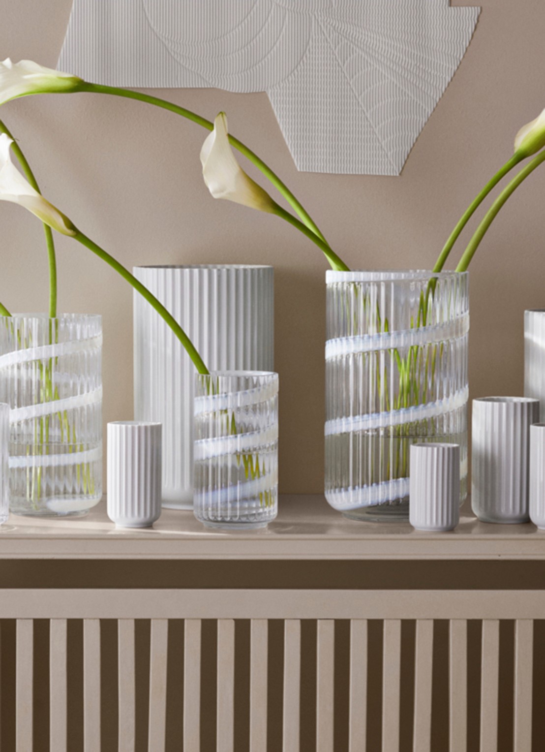 Lyngby Porcelaen Vaas 25 cm - detail 2 wit