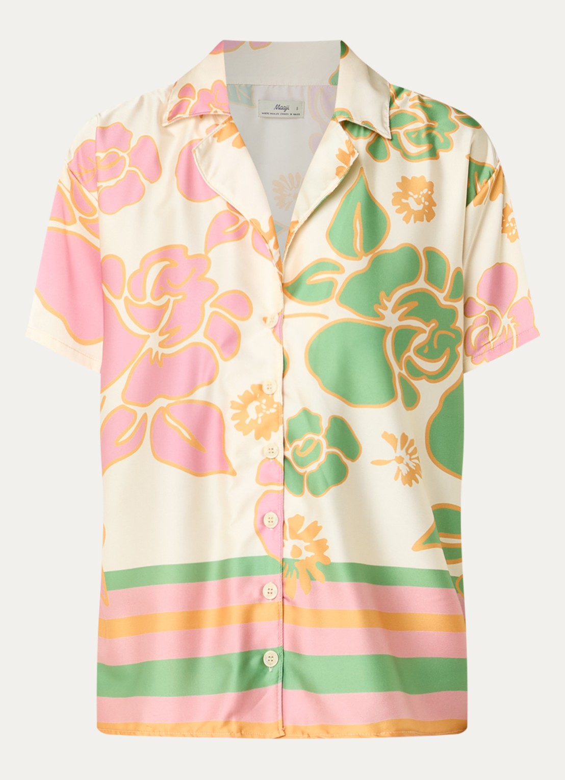 MAAJI Blouse van satijn met bloemenprint - voorkant 3 creme