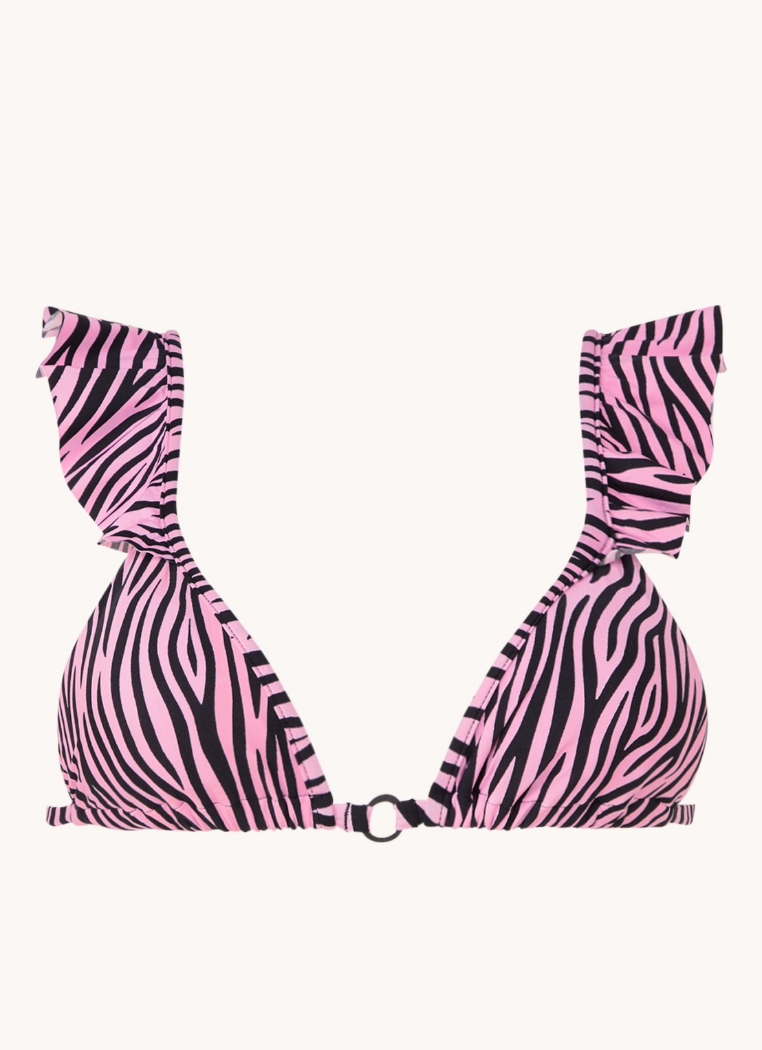 MAAJI Pirouette Stiped Fantasy voorgevormde triangel bikinitop met zebraprint - voorkant 3 roze