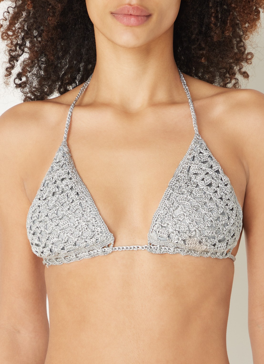 MAAJI Triangel bikinitop van crochet met lurex - detail 2 grijs