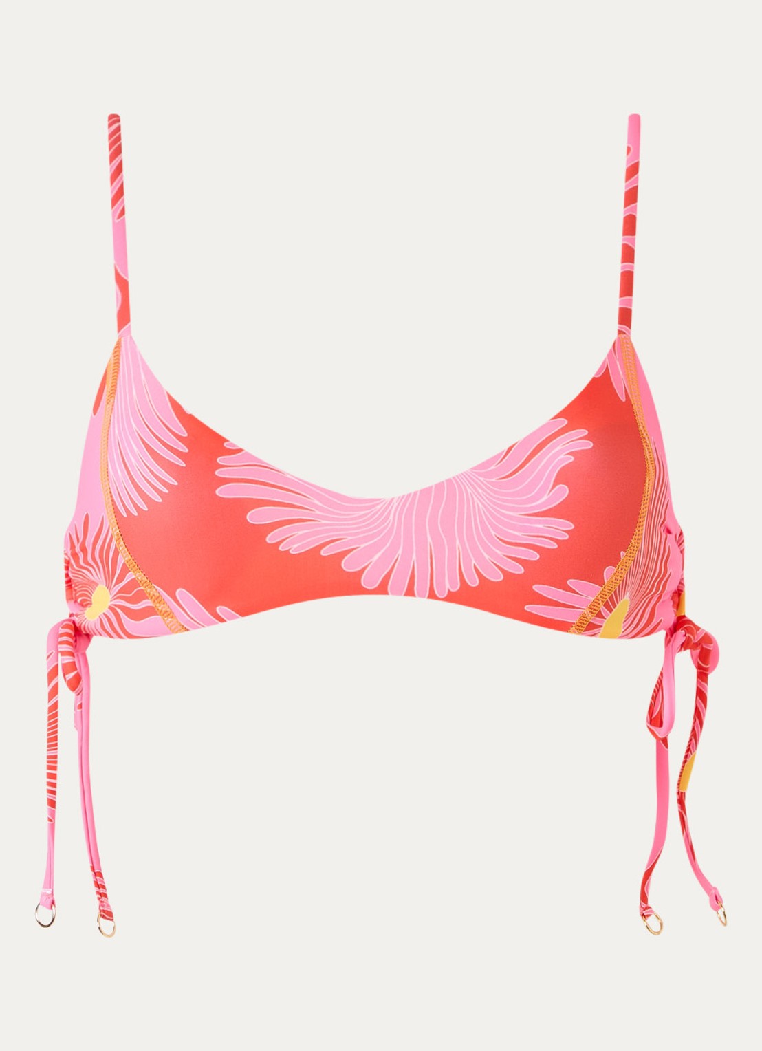 MAAJI Water Blossom triangel bikinitop met print - voorkant 2 rood