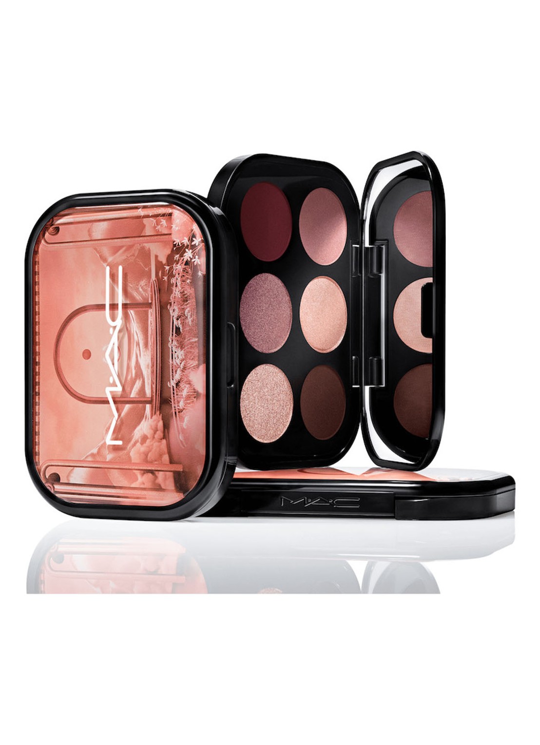 M·A·C  Connect In Colour Eye Shadow Palette X6 - oogschaduw palette - voorkant embedded in burgundy