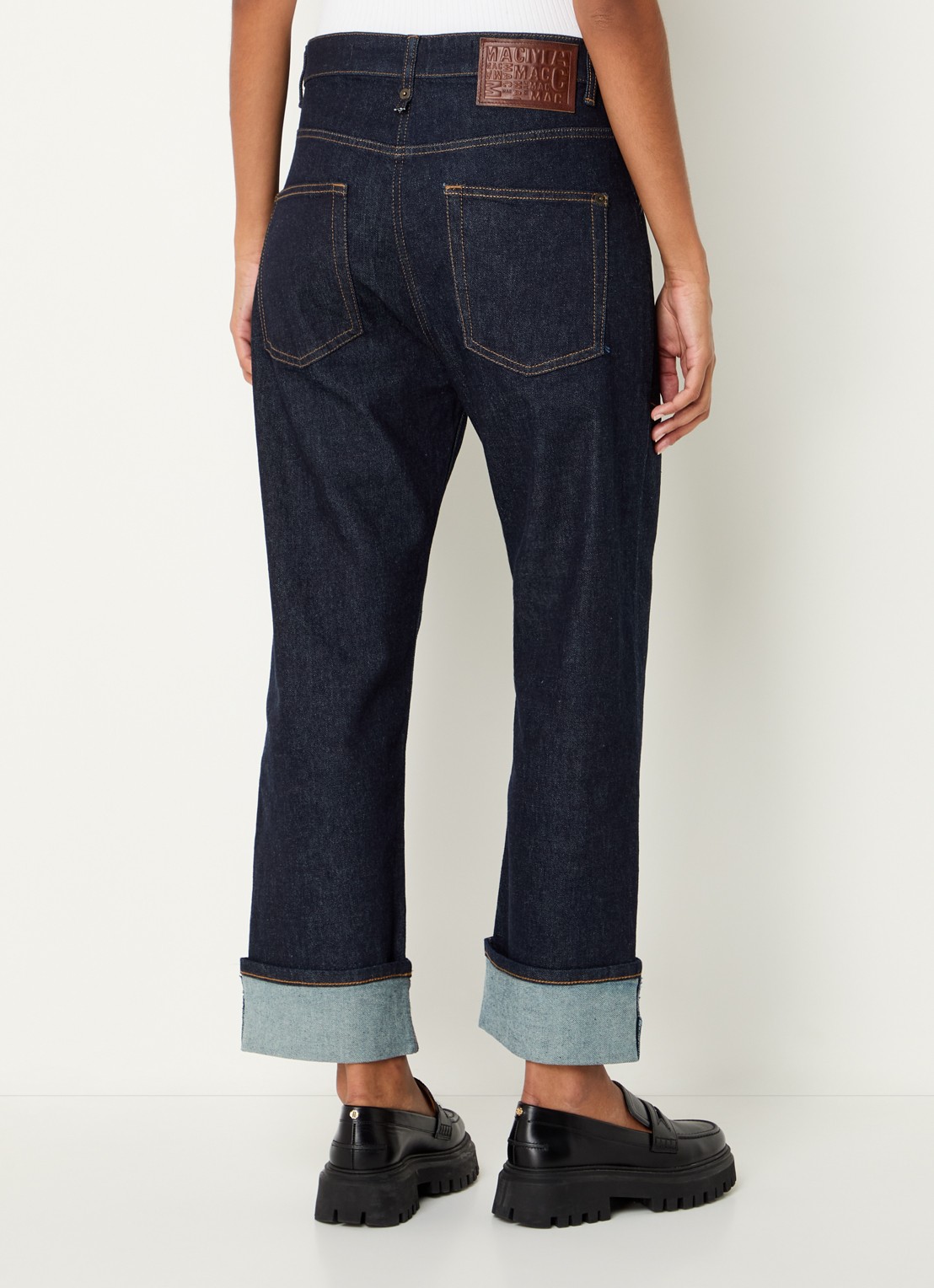 MAC Jeans Baggy mid waist straight leg cropped jeans met opgestikte zakken - achterkant 5 indigo