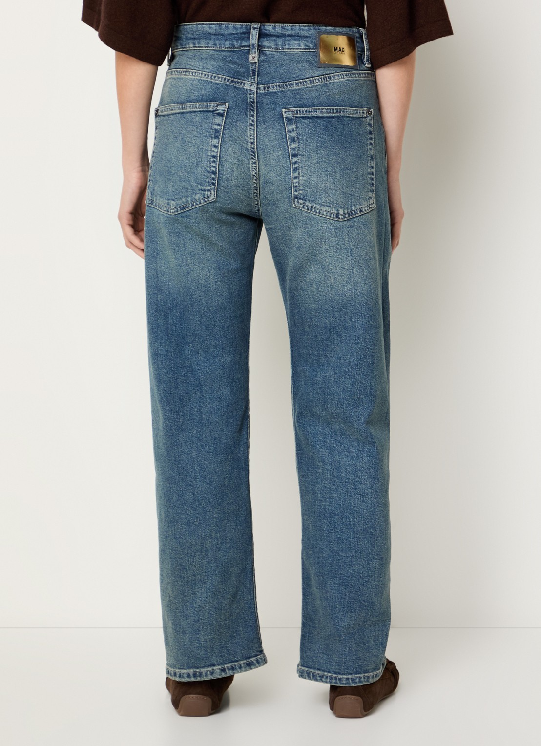 MAC Jeans Baggy mid waist straight leg cropped jeans met opgestikte zakken - achterkant 6 indigo