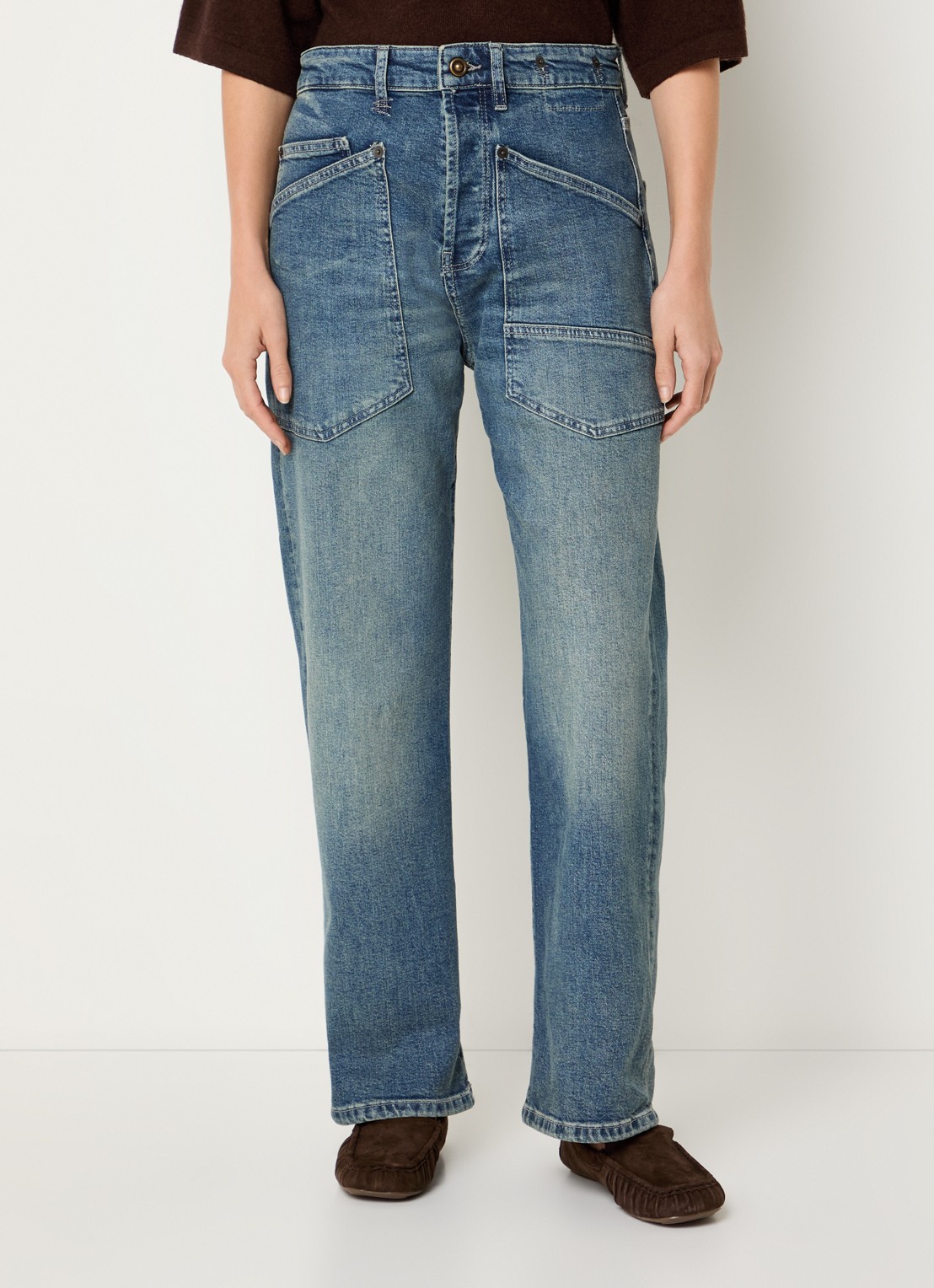 MAC Jeans Baggy mid waist straight leg cropped jeans met opgestikte zakken - detail 3 indigo