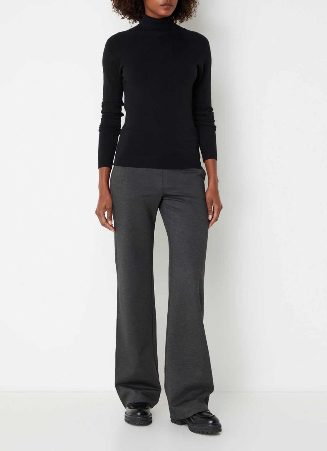 MAC Jeans Chiara straight fit pantalon met print  - voorkant 3 antraciet