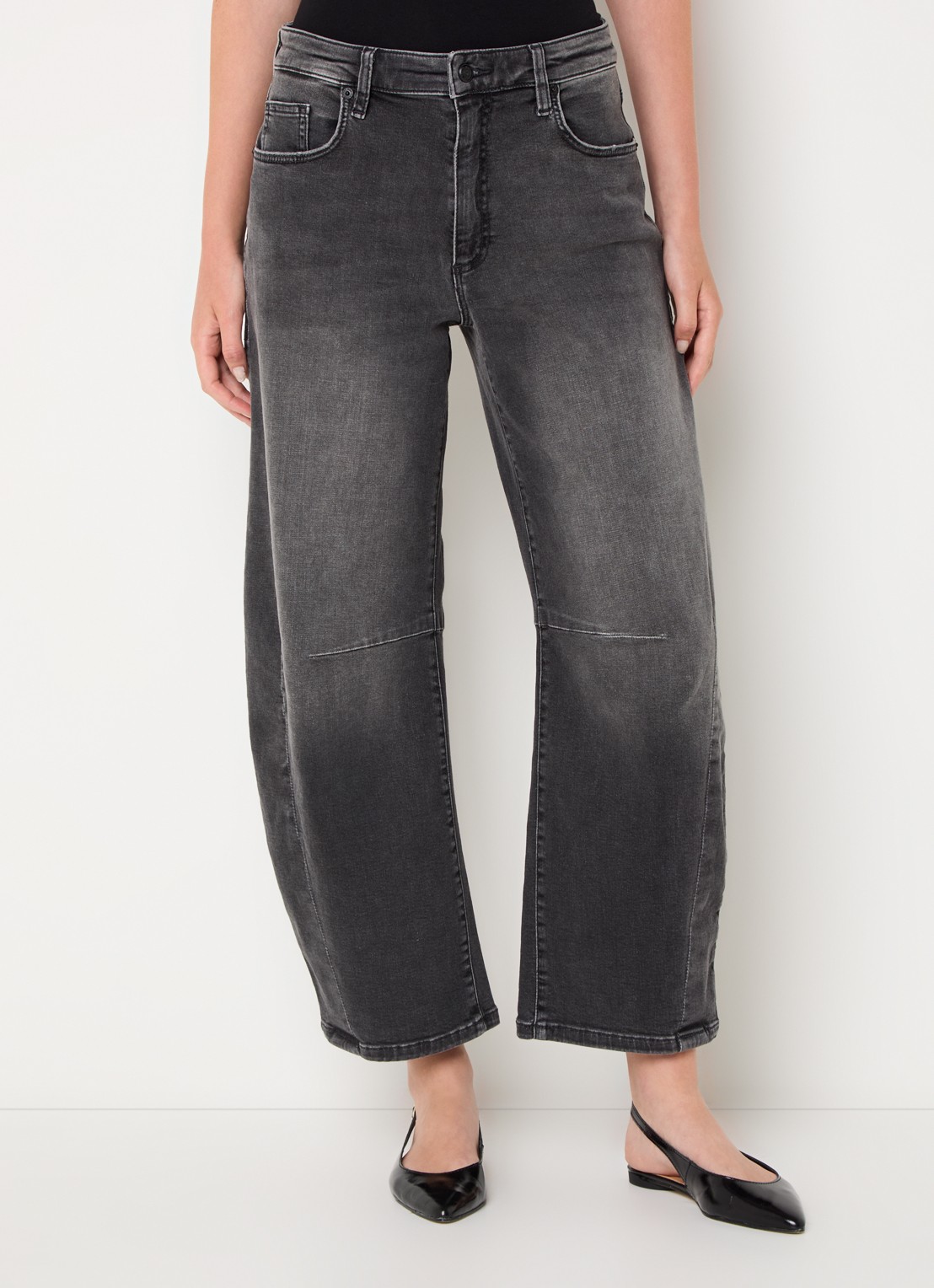 MAC Jeans Dakota high waist balloon fit jeans met steekzakken - detail grijs