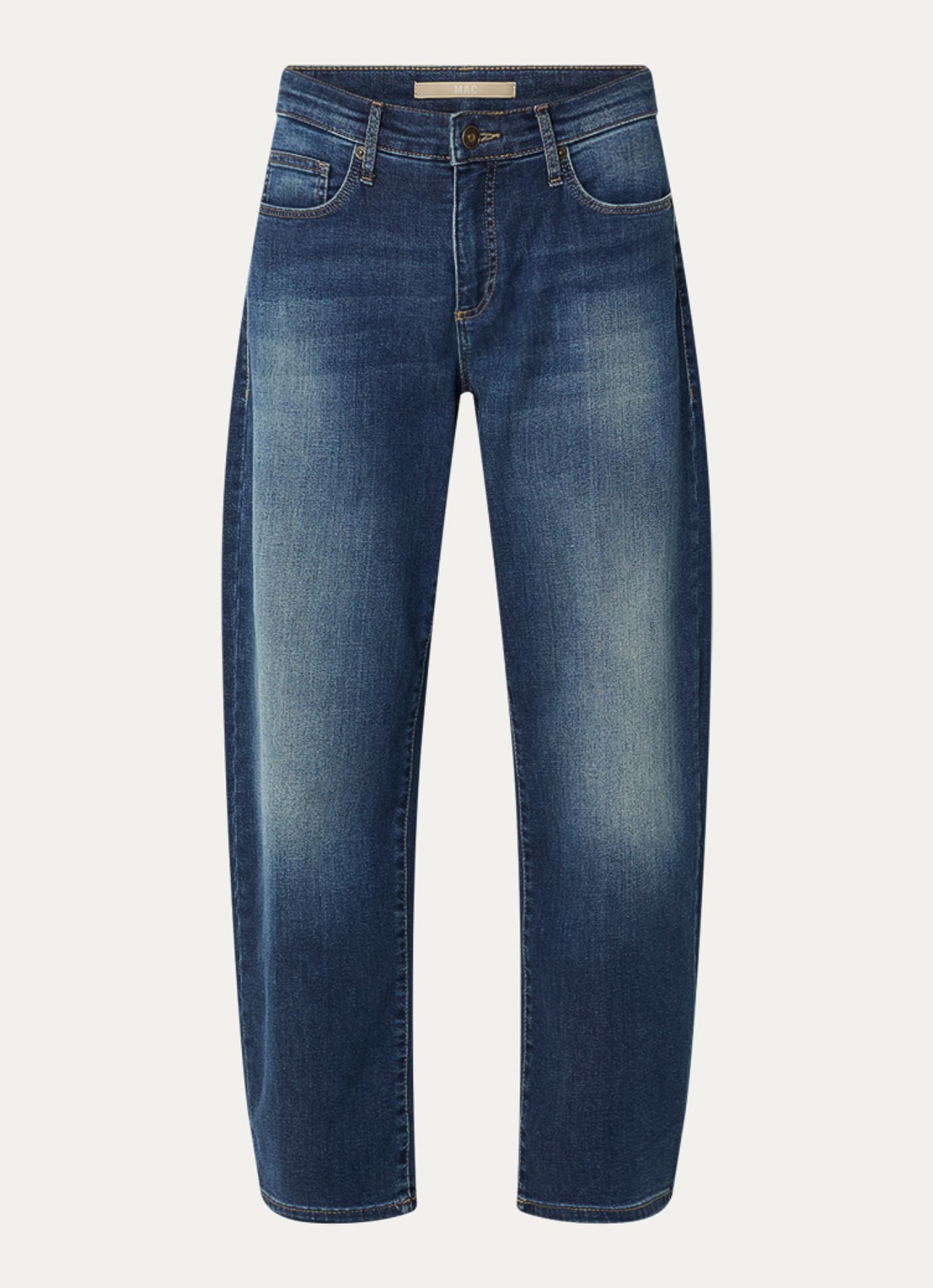 MAC Jeans Danni high waist tapered jeans met donkere wassing - voorkant 4 indigo