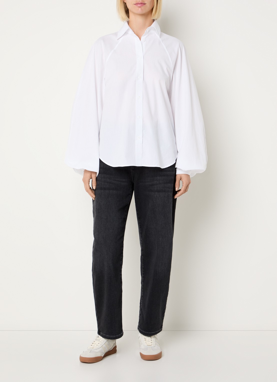 MAC Jeans Danni high waist tapered jeans met donkere wassing - voorkant 5 antraciet