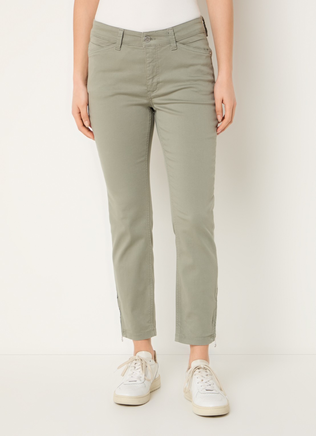 MAC Jeans Dream Chic mid waist slim fit jeans met gekleurde wassing - detail 2 mosgroen