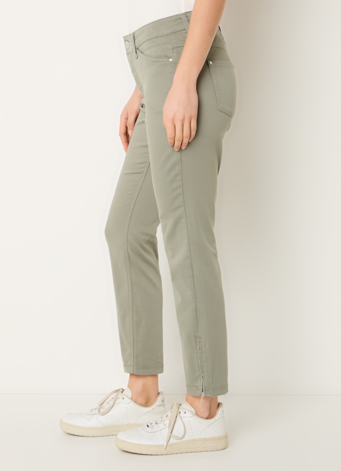 MAC Jeans Dream Chic mid waist slim fit jeans met gekleurde wassing - detail 3 mosgroen