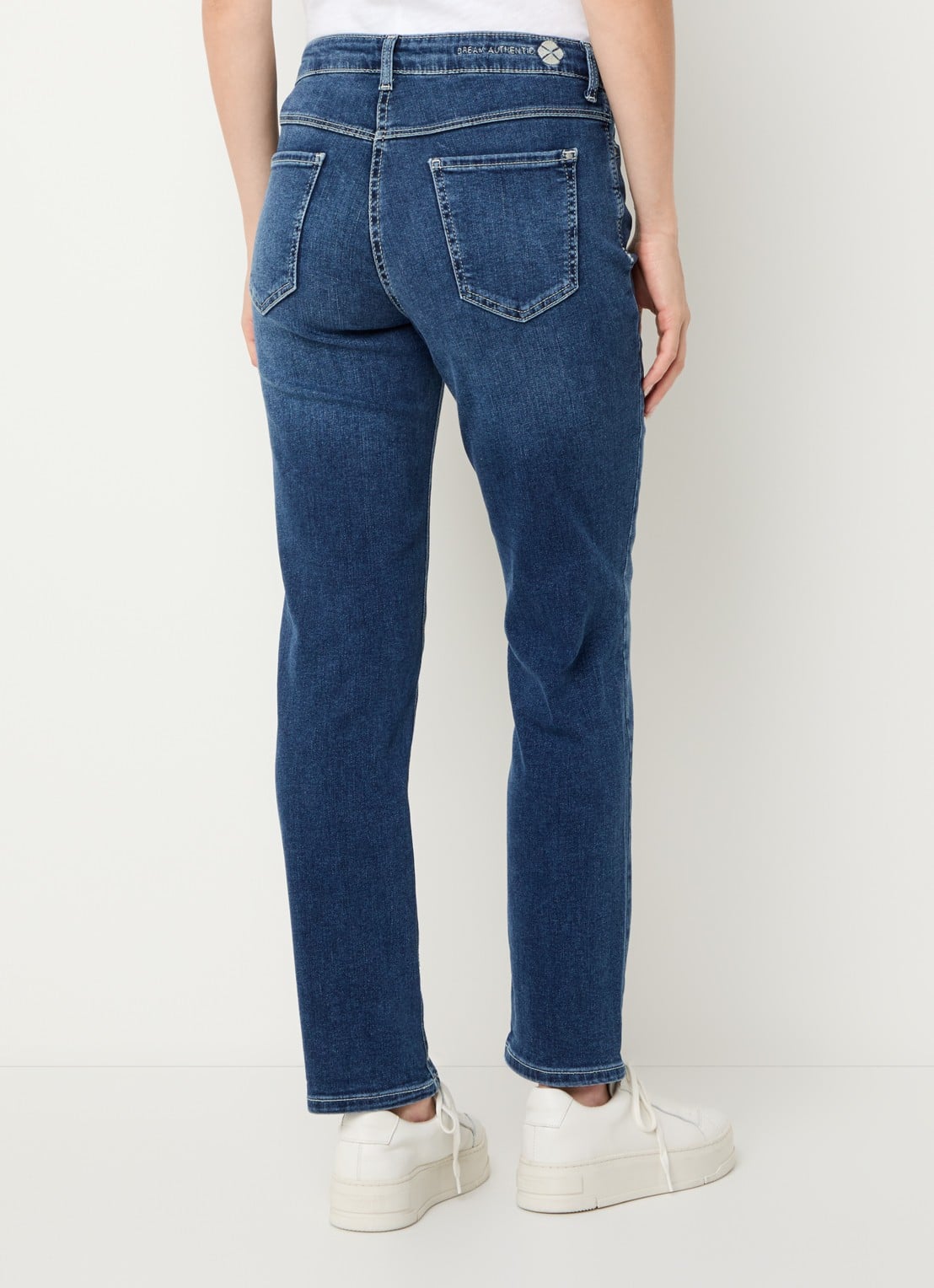 MAC Jeans Dream high waist cropped slim fit jeans met steekzakken - achterkant 5 blauw