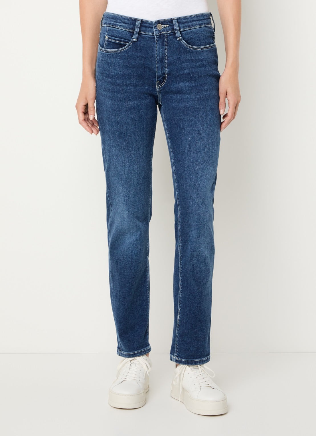 MAC Jeans Dream high waist cropped slim fit jeans met steekzakken - detail 3 blauw