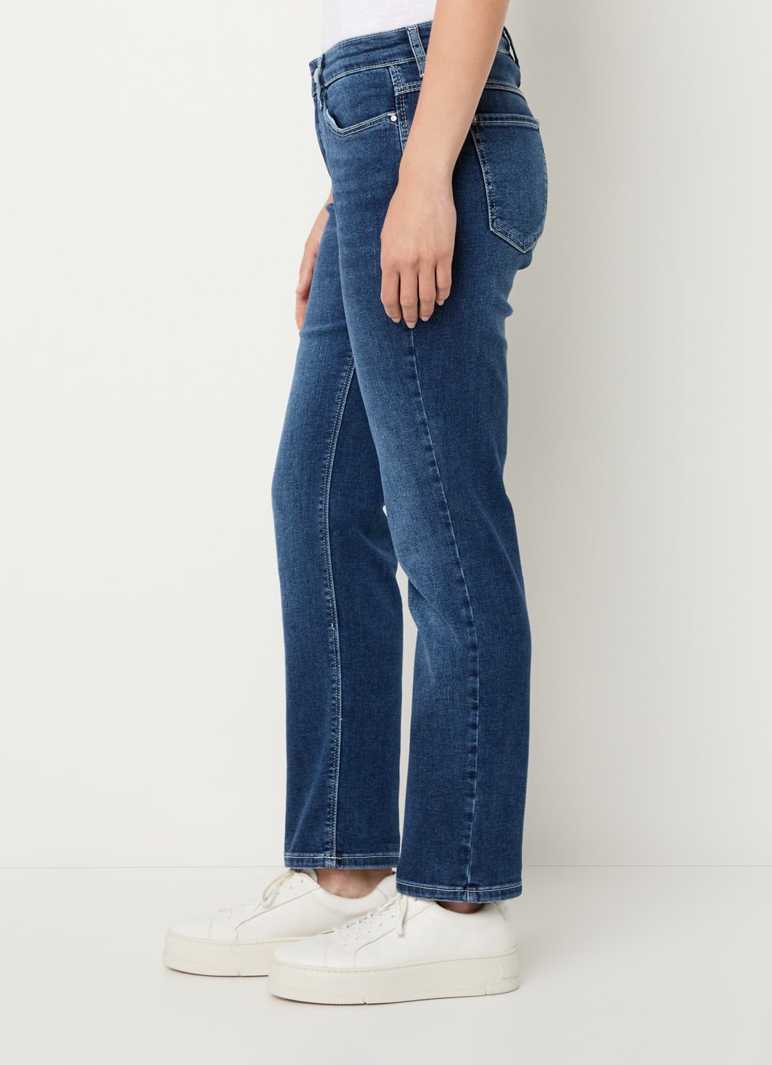 MAC Jeans Dream high waist cropped slim fit jeans met steekzakken - detail 4 blauw
