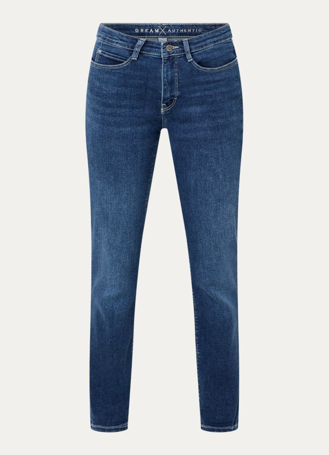 MAC Jeans Dream high waist cropped slim fit jeans met steekzakken - voorkant blauw